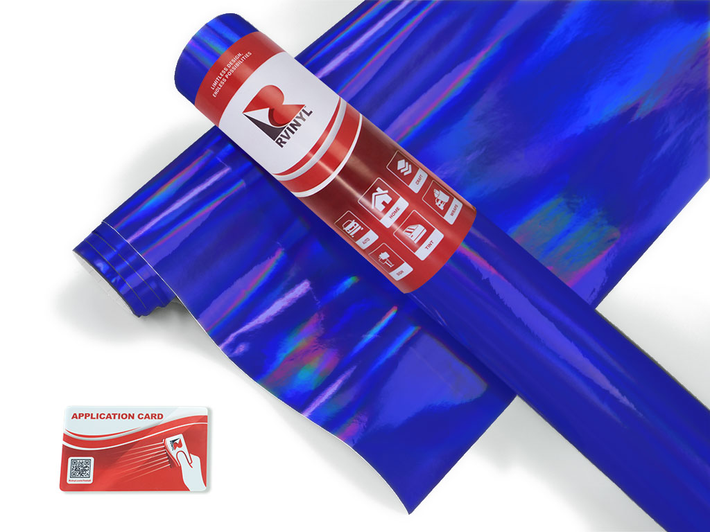Rwraps Holographic Chrome Blue Neochrome Boat Wrap Color Film