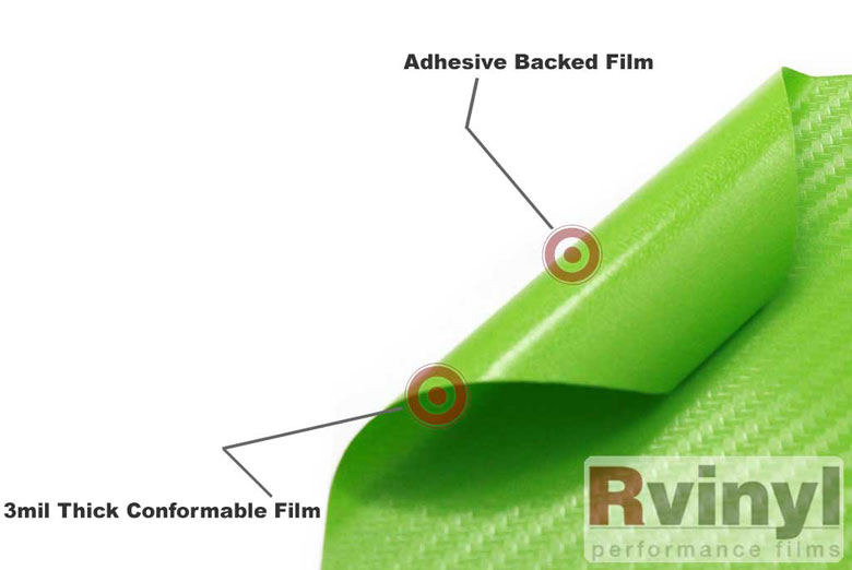 Green 3D Carbon Fiber Vinyl Rolls
