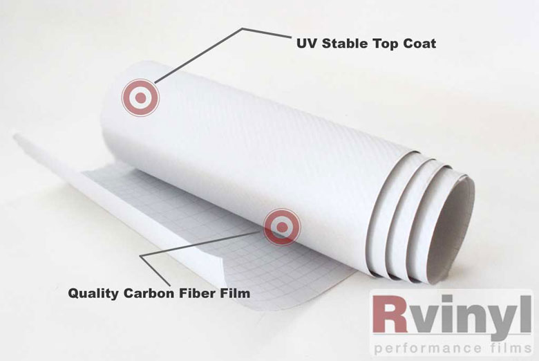 White 3D Carbon Fiber Vinyl Sheets