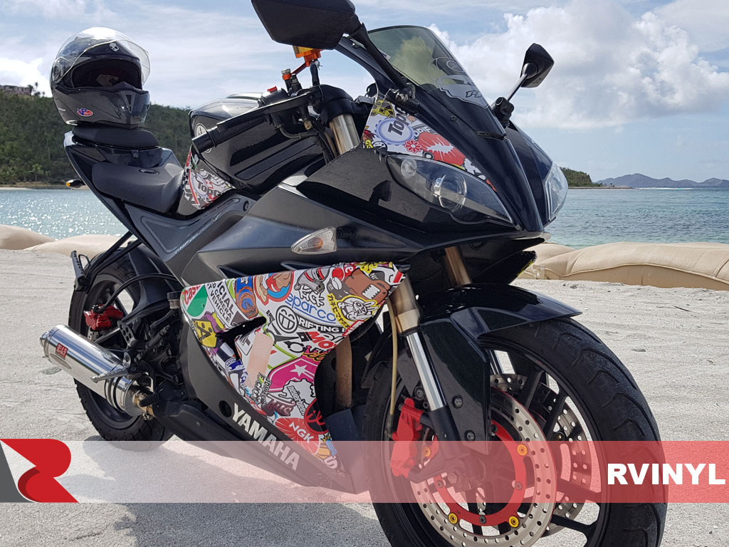 Rwraps™  JDM Tuner Sticker Bomb Yamaha Motorcycle Wrap Vinyl