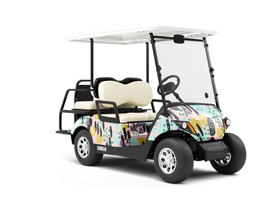 Cheshire Smile Abstract Wrapped Golf Cart