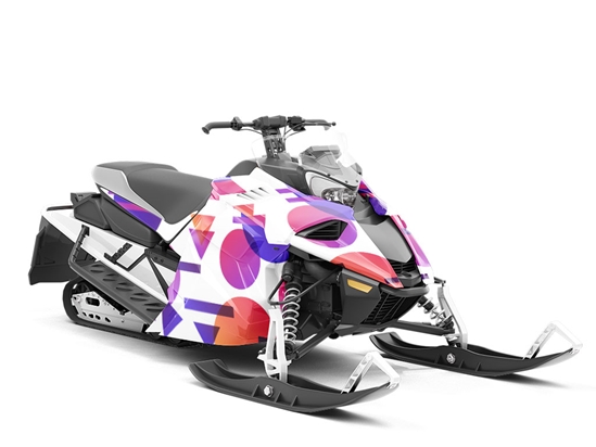 White Cosmopolitan Abstract Custom Wrapped Snowmobile