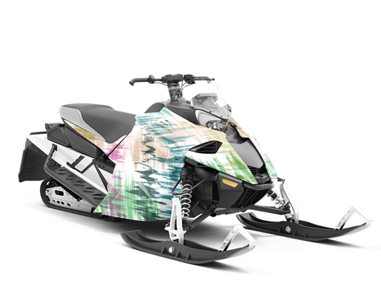 Colorful Radiowaves Abstract Custom Wrapped Snowmobile