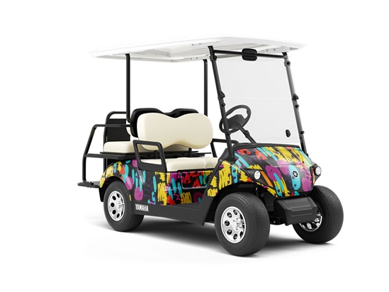 Disco Backfire Abstract Wrapped Golf Cart