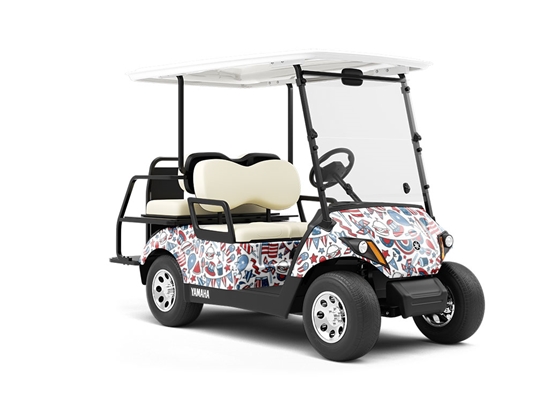 Beach Party Americana Wrapped Golf Cart