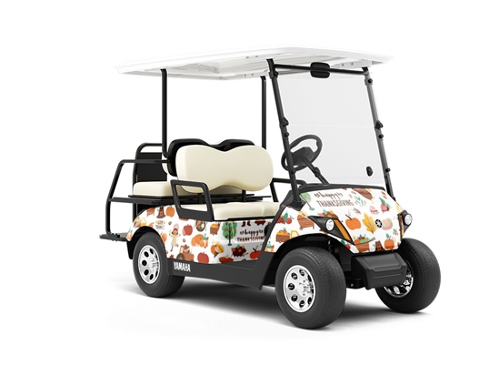 Happy Thanksgiving Americana Wrapped Golf Cart