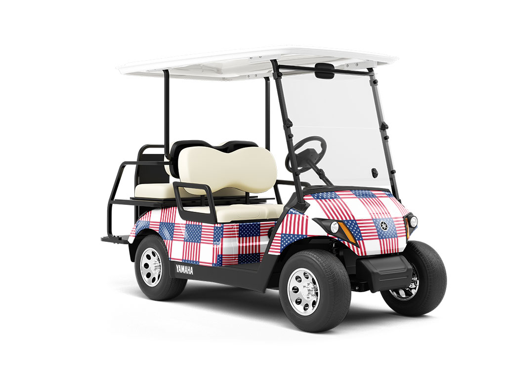 Criss Cross Americana Wrapped Golf Cart