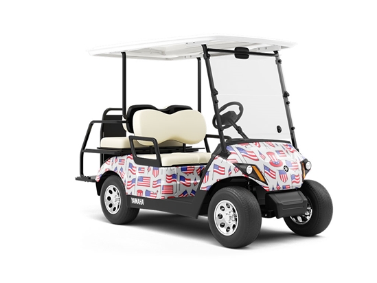 Flagging Down Americana Wrapped Golf Cart