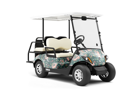Flowery Friends Animal Wrapped Golf Cart