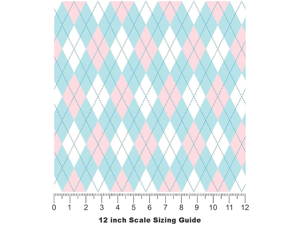 Overlapping Blues Argyle Vinyl Film Pattern Size 12 inch Scale