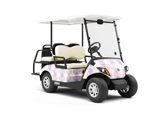 Overlapping Pinks Argyle Wrapped Golf Cart
