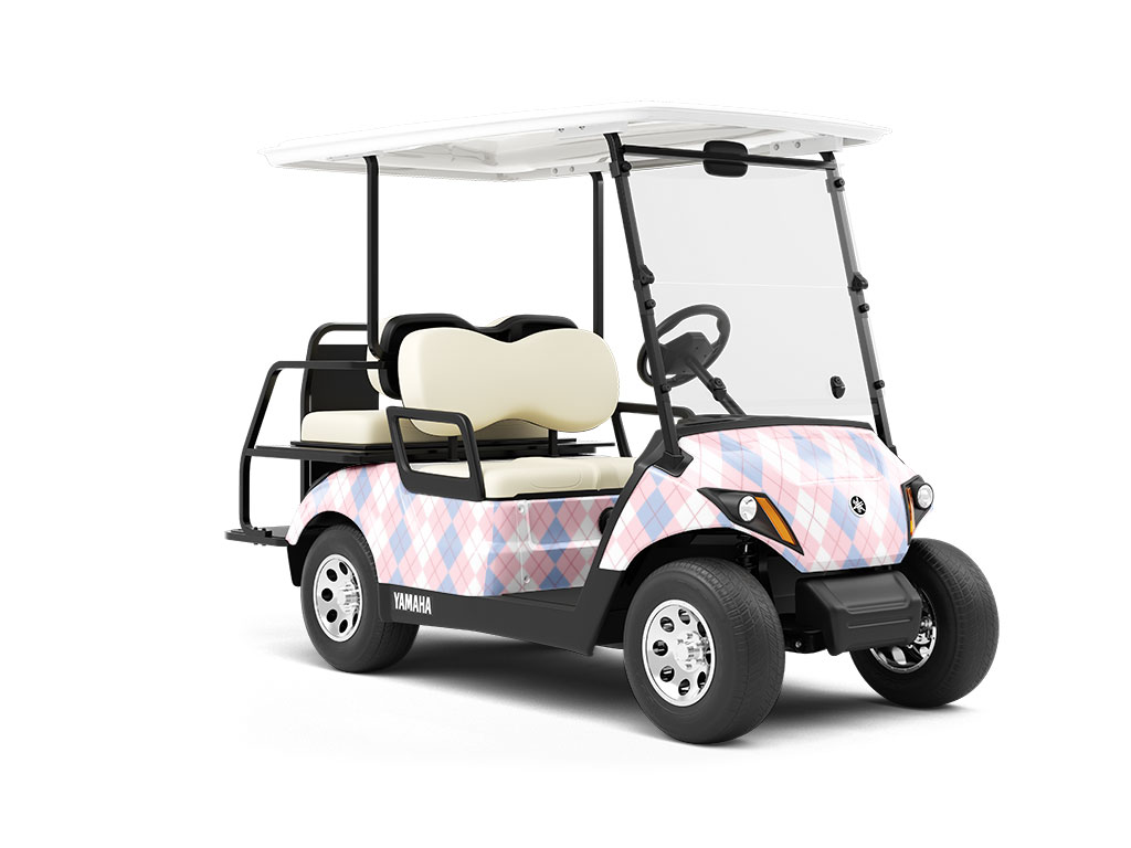 Overlapping Pinks Argyle Wrapped Golf Cart
