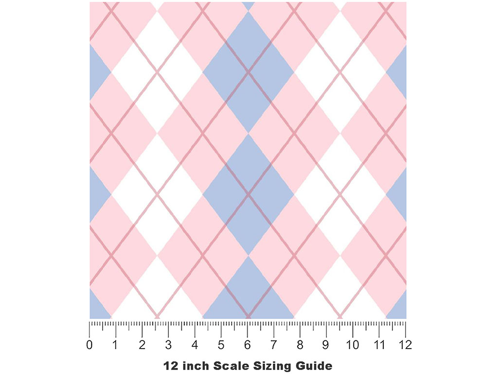 Overlapping Pinks Argyle Vinyl Film Pattern Size 12 inch Scale