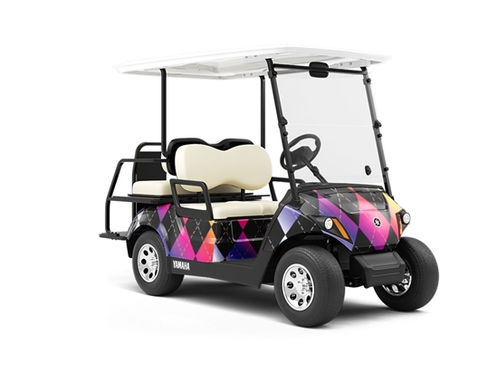Rainbow Gradient Argyle Wrapped Golf Cart