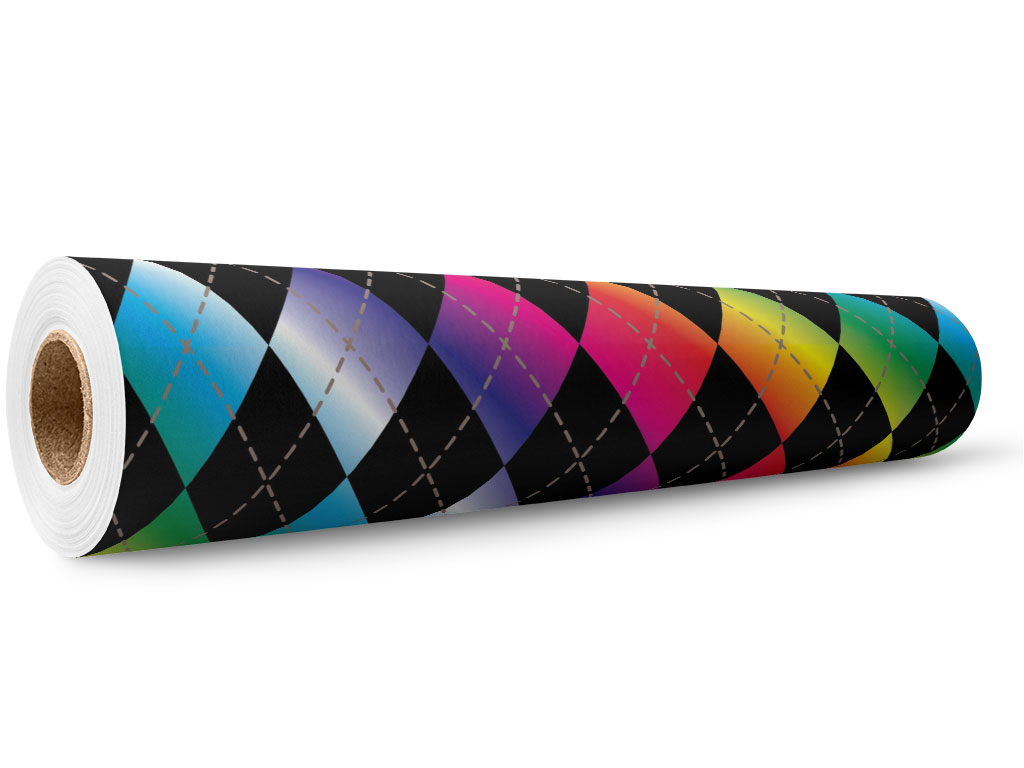 Rainbow Gradient Argyle Wrap Film Wholesale Roll