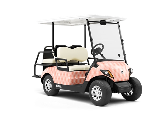Bright Coral Argyle Wrapped Golf Cart