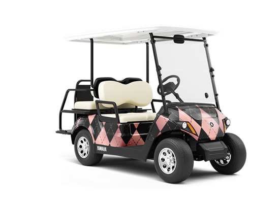 Hidden Flamingos Argyle Wrapped Golf Cart