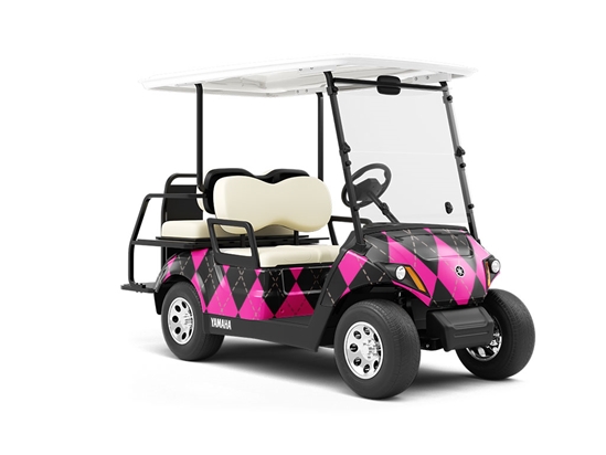 Hot Neon Argyle Wrapped Golf Cart