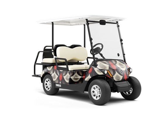 Red Flame Art Deco Wrapped Golf Cart