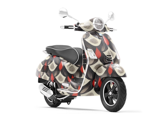 Red Flame Art Deco Vespa Scooter Wrap Film