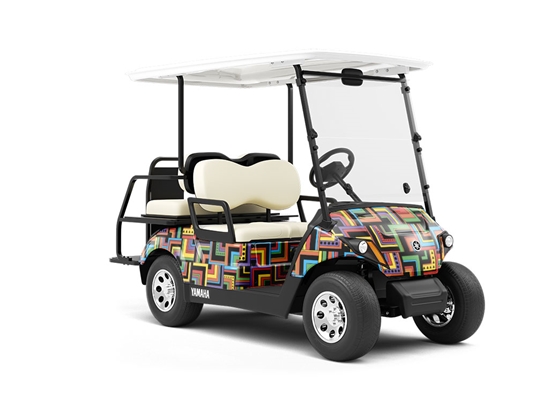 Busy Busy Art Deco Wrapped Golf Cart