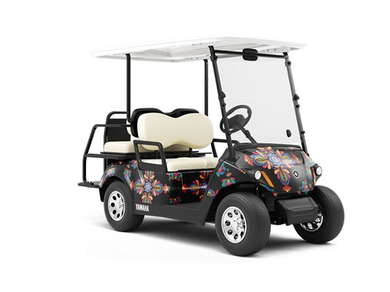 Wicked Flower Art Deco Wrapped Golf Cart