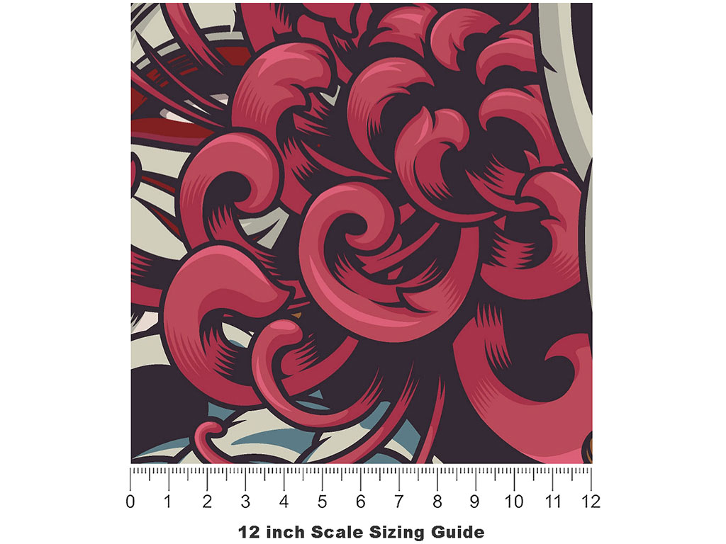 Grinning Kitsune Asian Vinyl Film Pattern Size 12 inch Scale