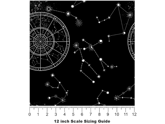Black Aeons Astrology Vinyl Film Pattern Size 12 inch Scale