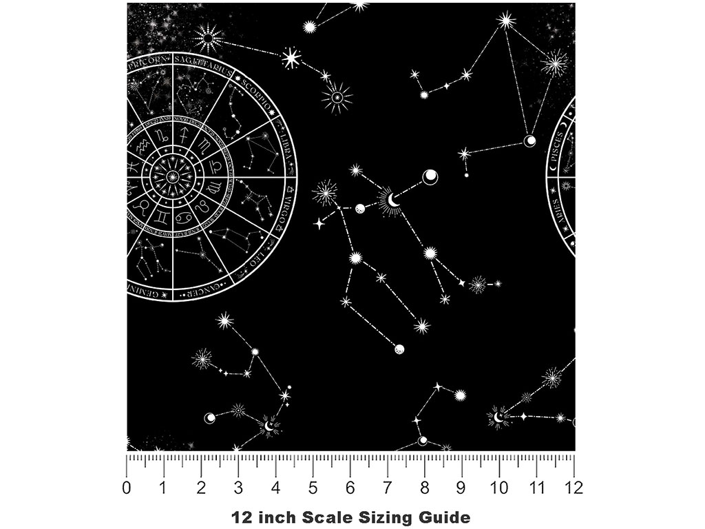 Black Aeons Astrology Vinyl Film Pattern Size 12 inch Scale