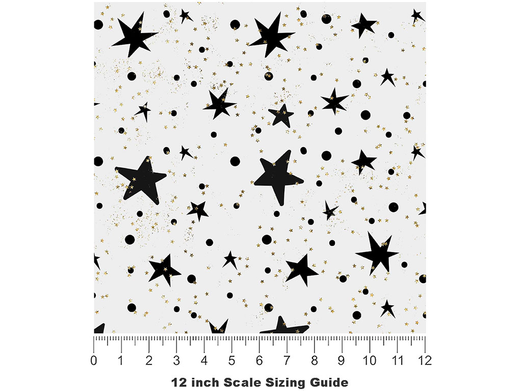Black Starlight Astrology Vinyl Film Pattern Size 12 inch Scale