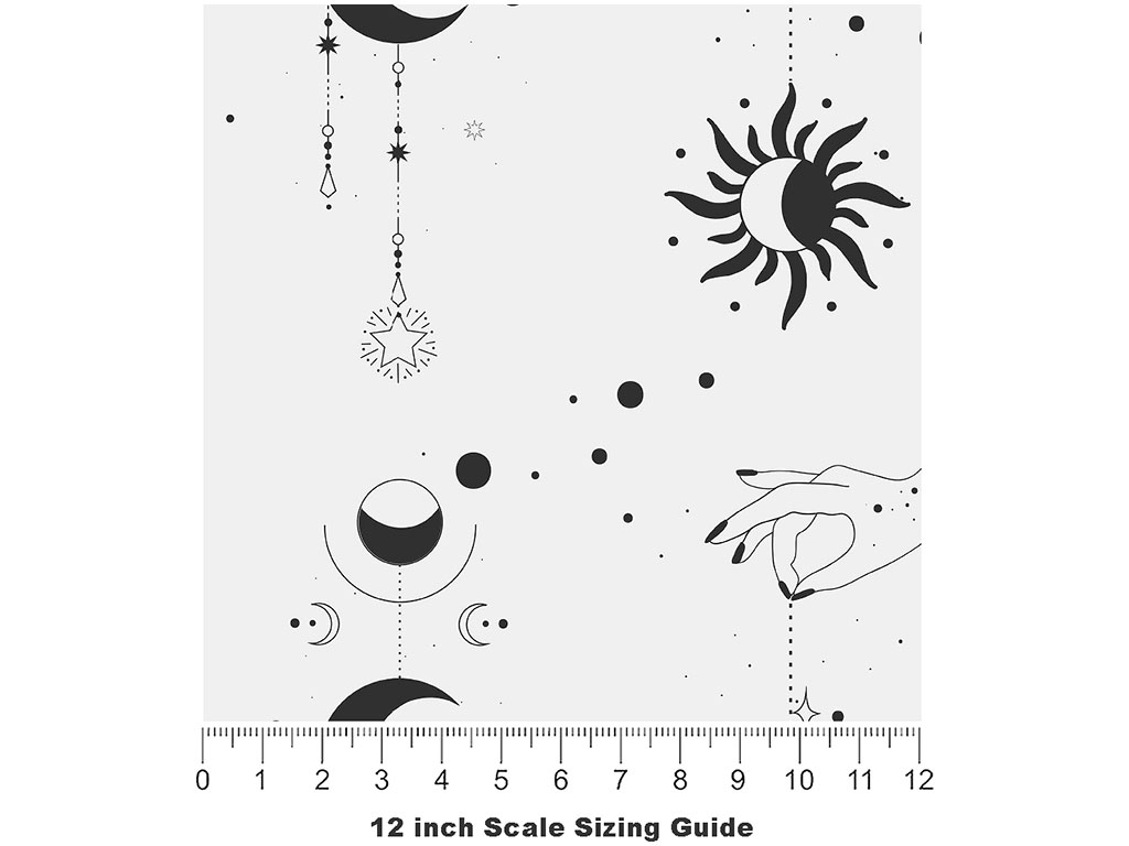 Black Suns Astrology Vinyl Film Pattern Size 12 inch Scale