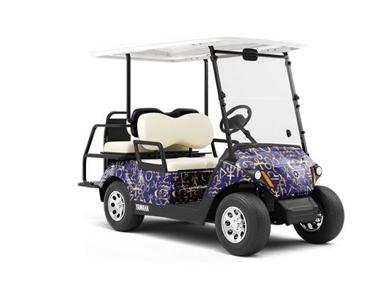 Blue Horoscopes Astrology Wrapped Golf Cart