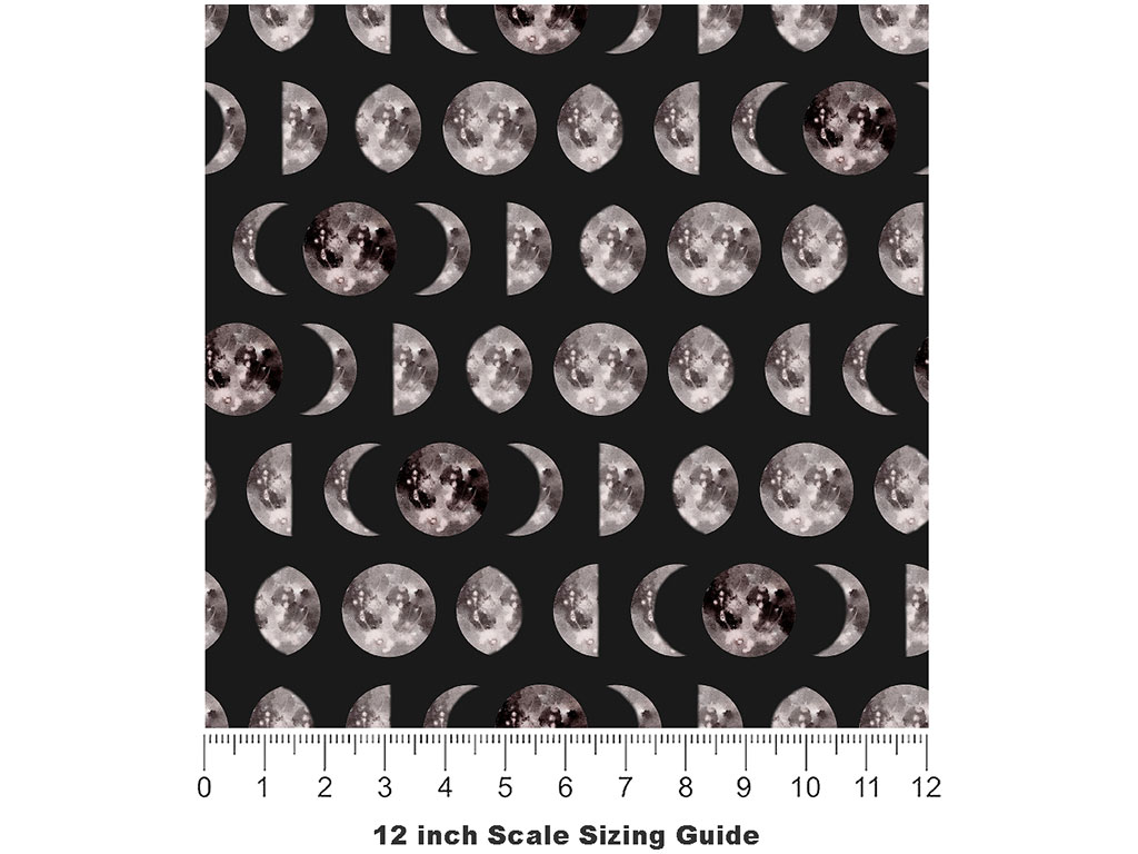 Phasing Moons Astrology Vinyl Film Pattern Size 12 inch Scale
