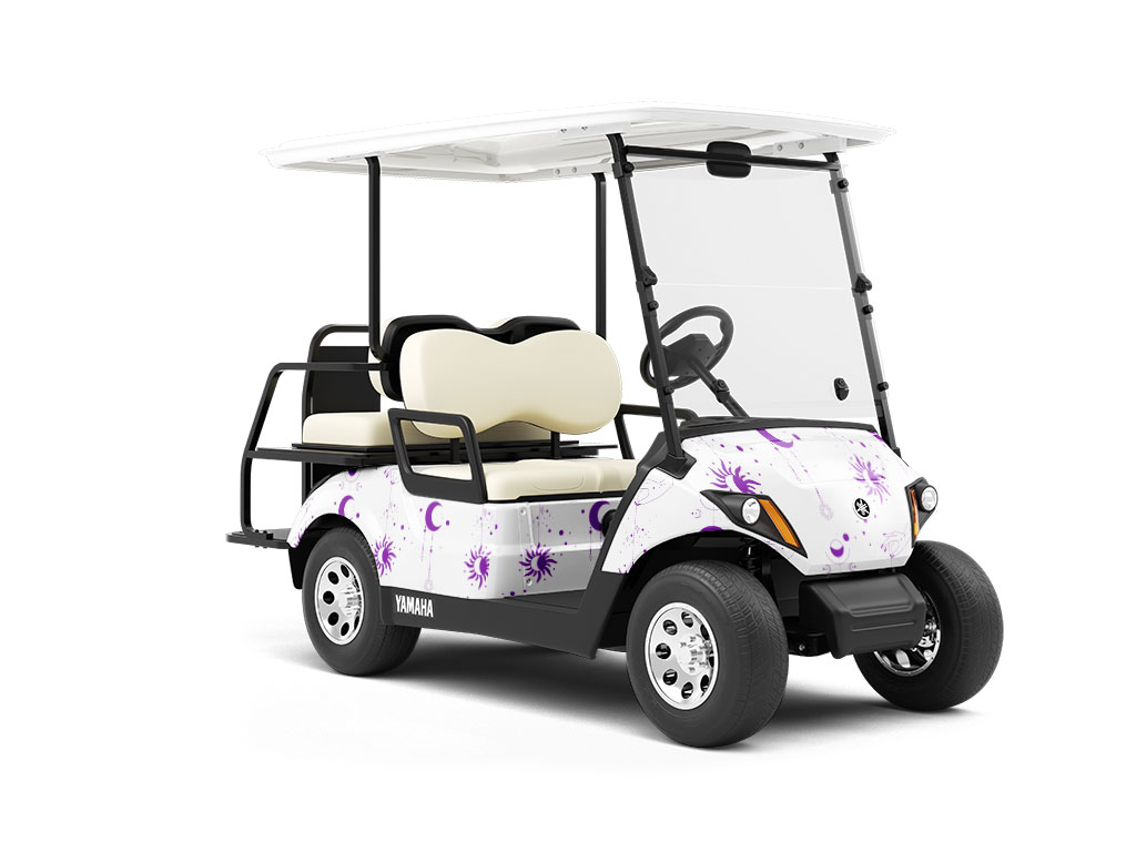 Purple Suns Astrology Wrapped Golf Cart