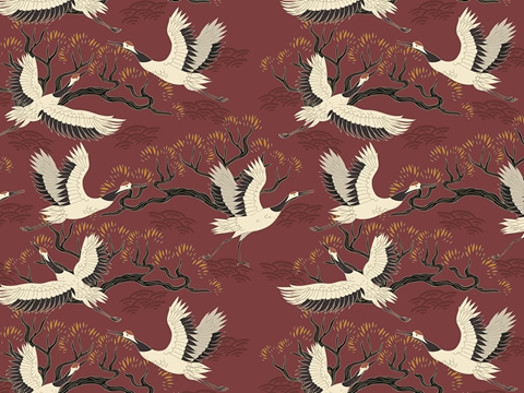 Rwraps™ Cranes Birds Print Vinyl Wrap Film - Auburn Flight