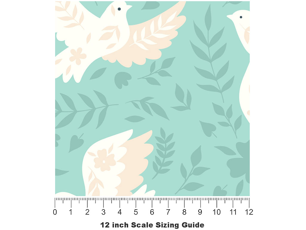 Olive Branches Birds Vinyl Film Pattern Size 12 inch Scale