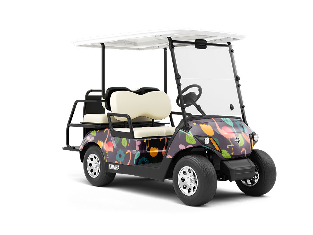 Flower Fun Birds Wrapped Golf Cart
