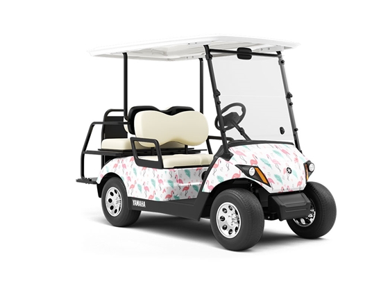 Pink Love Birds Wrapped Golf Cart