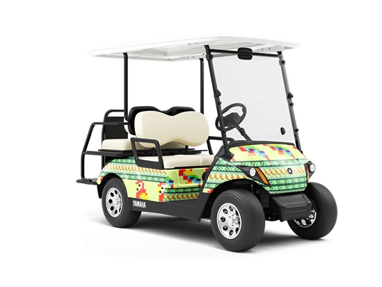 Pixelated Dialogue Birds Wrapped Golf Cart