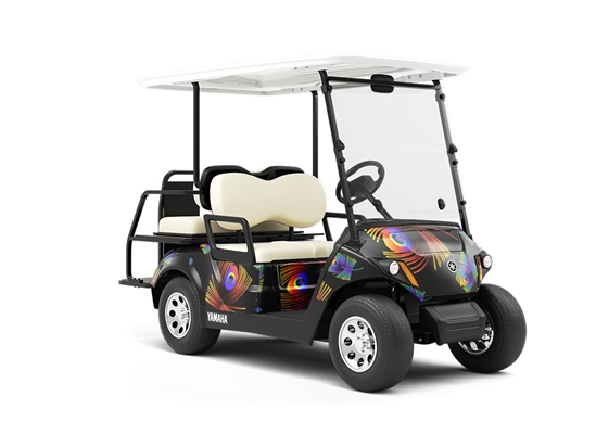 Neon Eyes Birds Wrapped Golf Cart