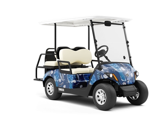 Blue Linework Birds Wrapped Golf Cart