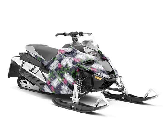 Silver Metal Bling Custom Wrapped Snowmobile