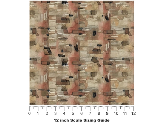 Almond Brown Brick Vinyl Film Pattern Size 12 inch Scale