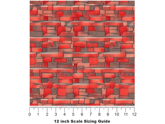 Red  Brick Vinyl Film Pattern Size 12 inch Scale