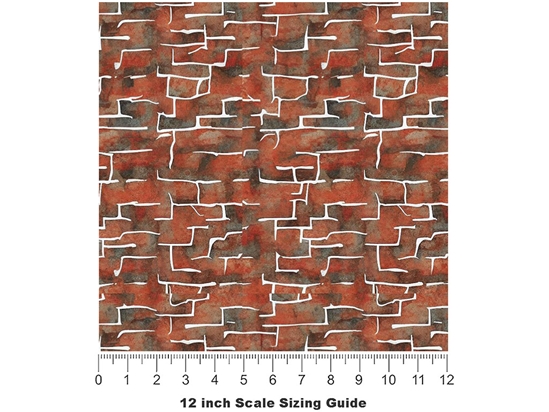 Redwood Red Brick Vinyl Film Pattern Size 12 inch Scale