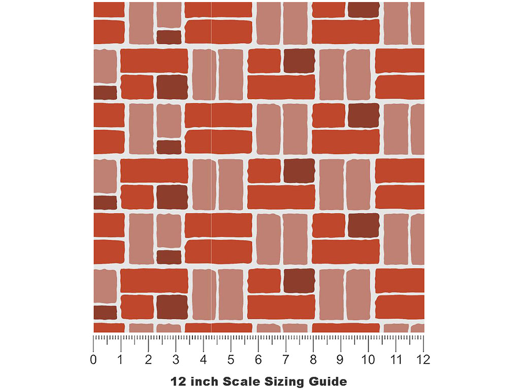 Rust Red Brick Vinyl Film Pattern Size 12 inch Scale