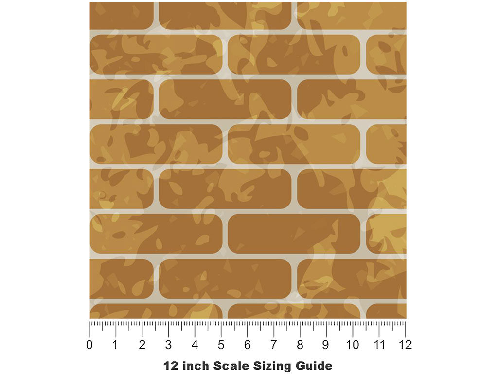 Buff Orange Brick Vinyl Film Pattern Size 12 inch Scale