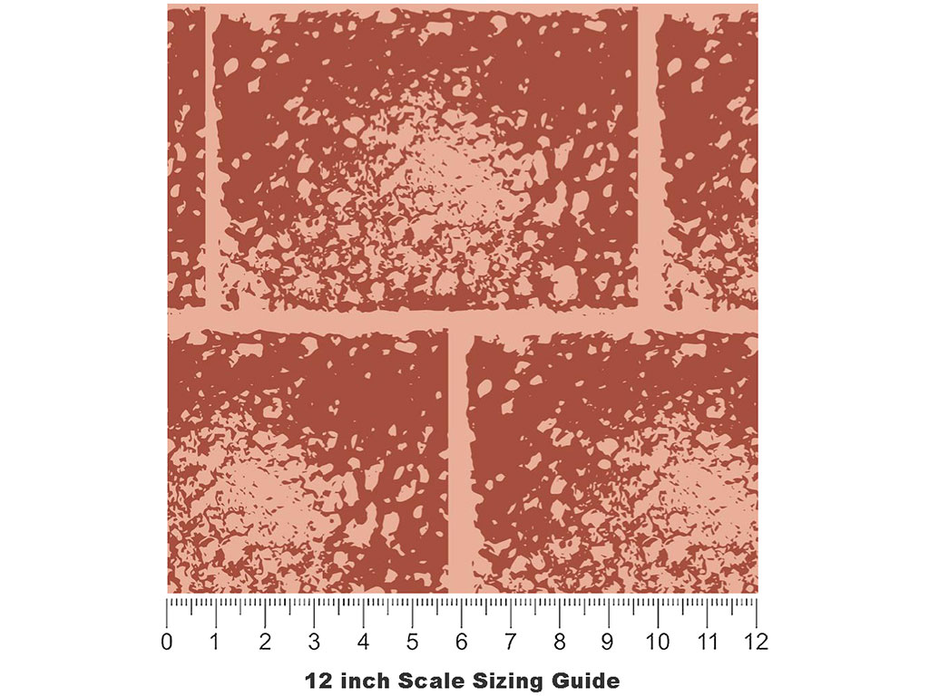 Burnt Orange Brick Vinyl Film Pattern Size 12 inch Scale