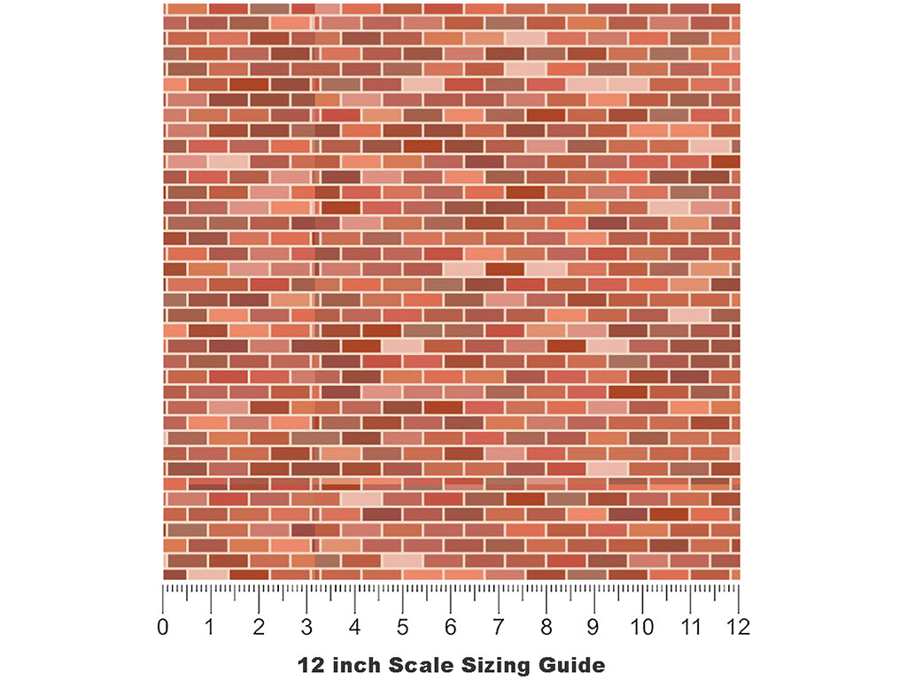 Coral Pink Brick Vinyl Film Pattern Size 12 inch Scale