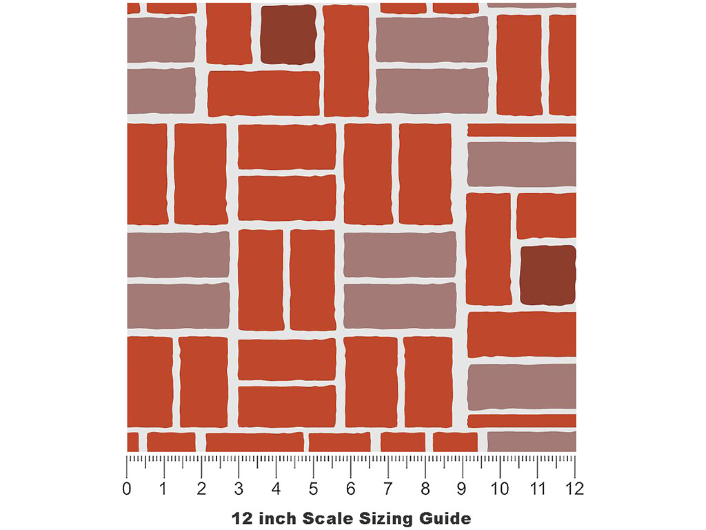 Tawny Red Brick Vinyl Film Pattern Size 12 inch Scale